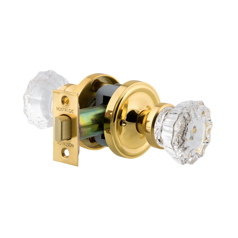 Classic Rosette with Crystal Door Knob, Polished Brass, 2-3/8"