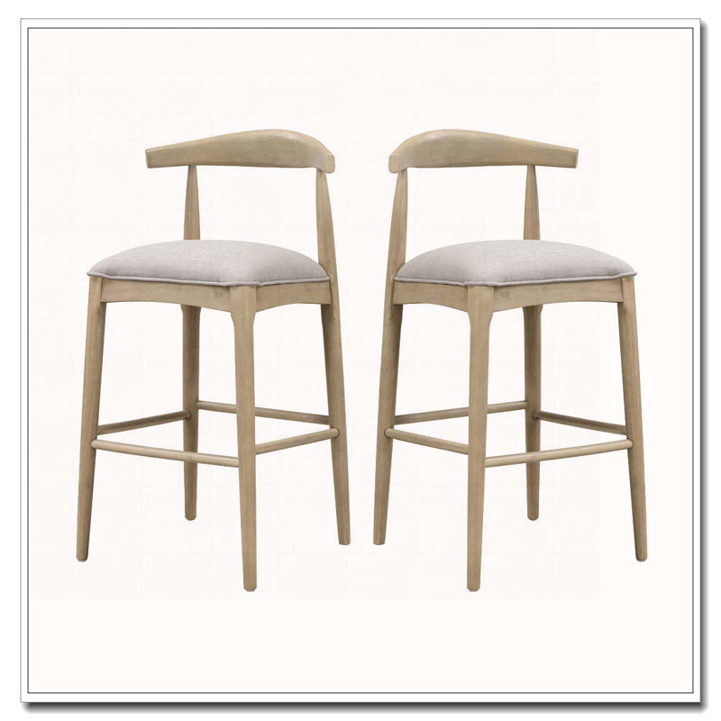Tabouret de bar en bois, Siège gris / cadre naturel, Tabouret de bar (hauteur du siège de 30,5 po)