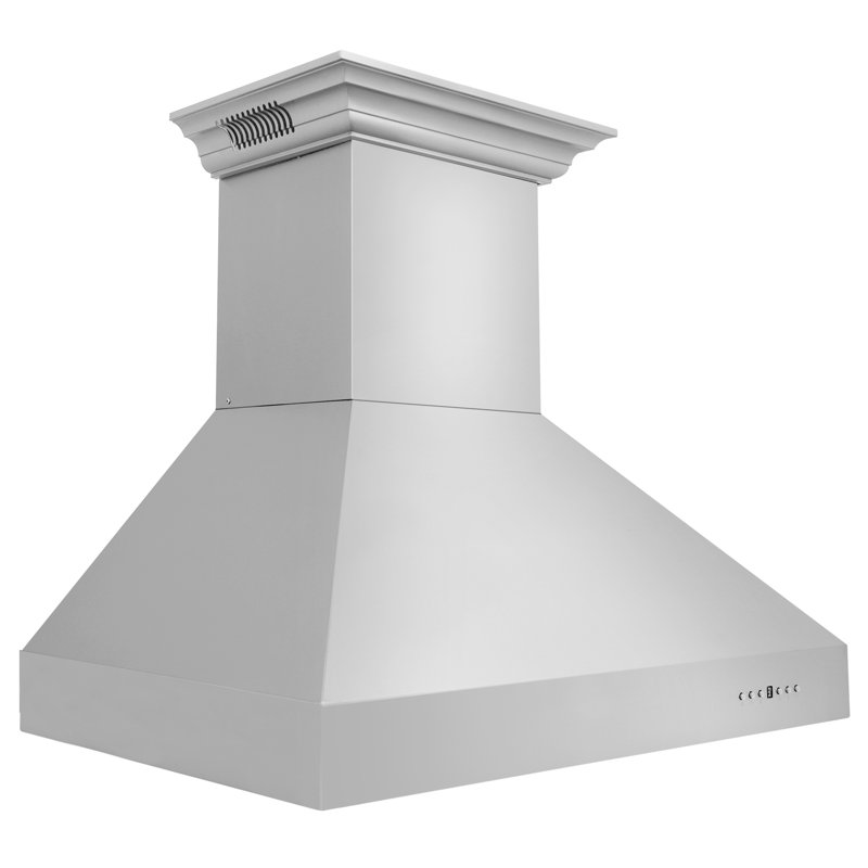 48" Crown Sound Ducted Vent Wall Mount Range Hood in Stainless Steel with Built-in Bluetooth Speakers, 30"