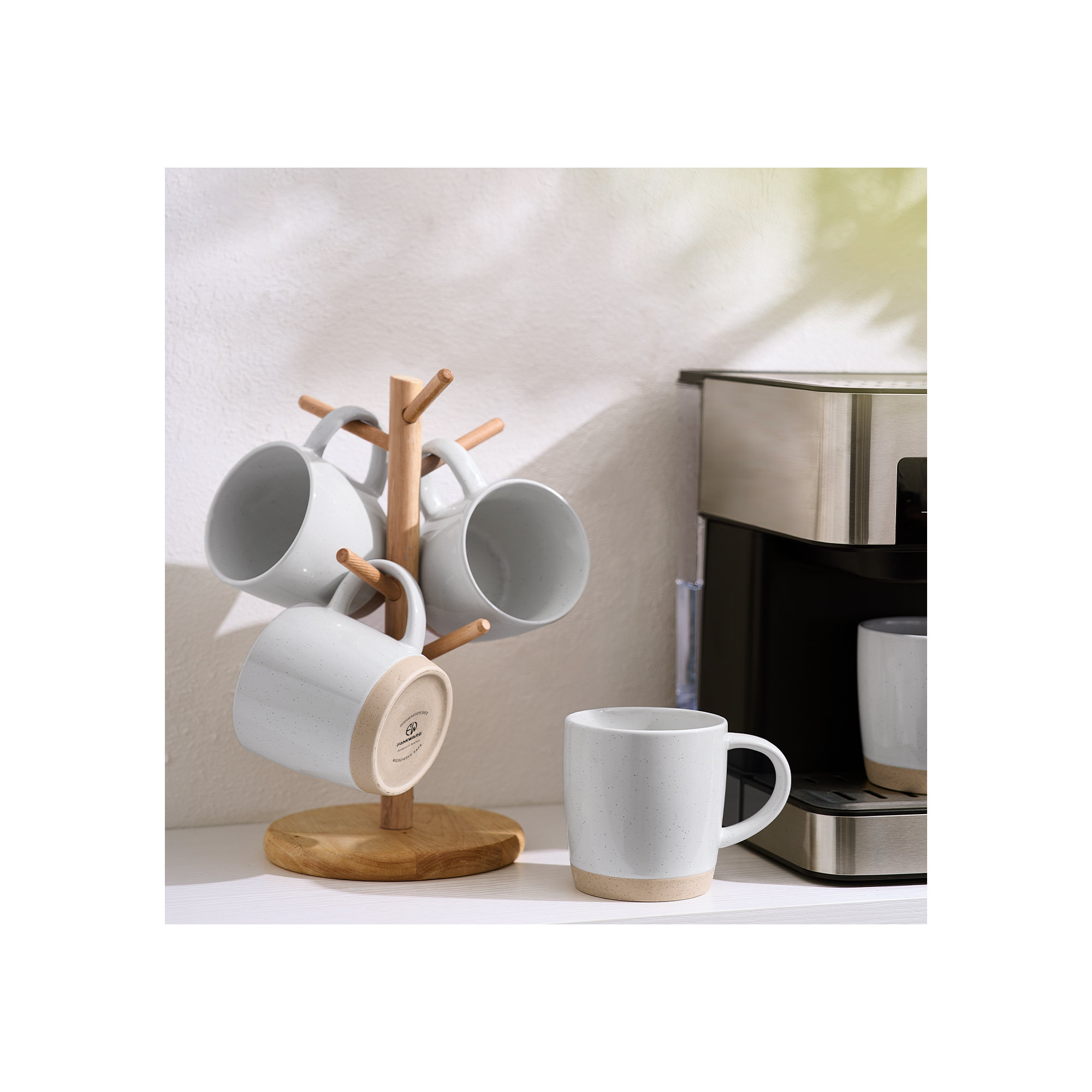Daytona Stoneware Coffee Mug, Light Gray