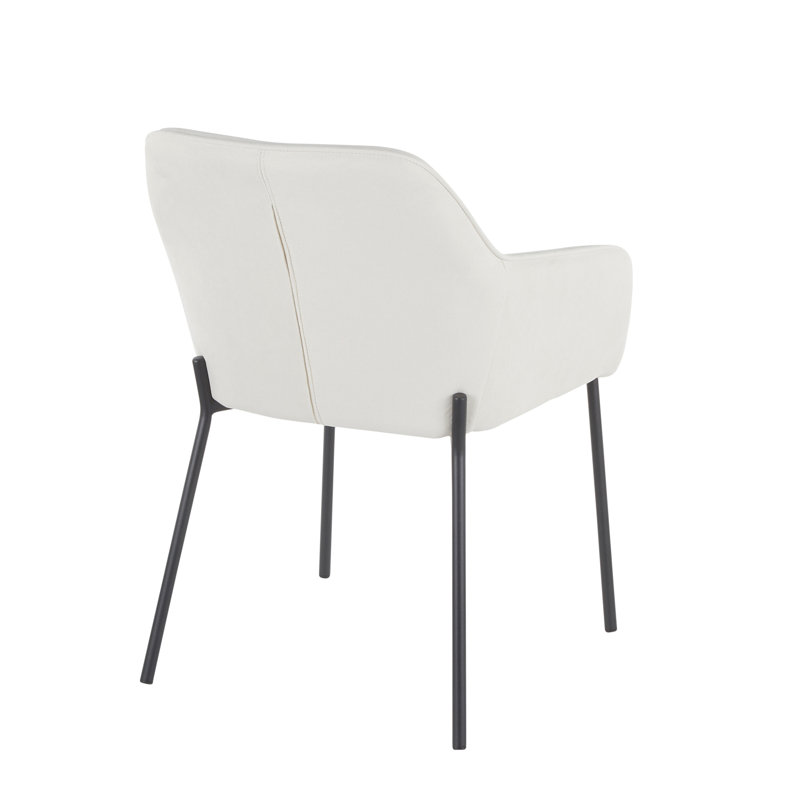 Chaise de salle à manger contemporaine en métal noir et tissu crème par - ensemble de 2