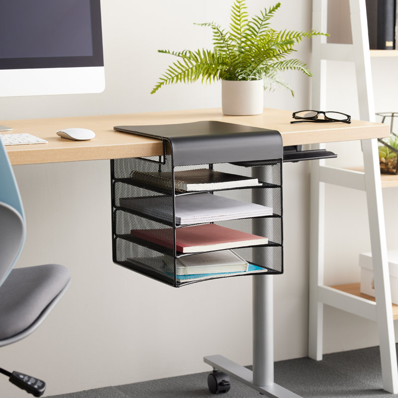 Onyx Mesh Solid Top Horizontal Hanging Paper Tray