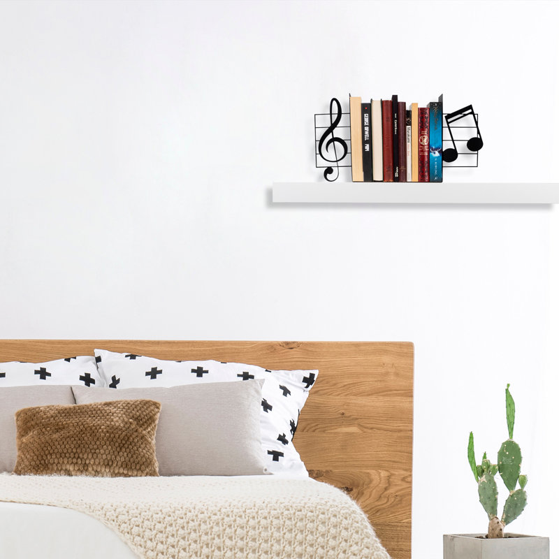 Serre-livres en métal robuste, noir, 12,0 x 5,5 x 8,7 pouces | Fabrication 100% métal, épaisseur: 0,05 po | Idéal pour organiser des livres, des magazines et des dossiers, un design élégant pour la maison et le bureau