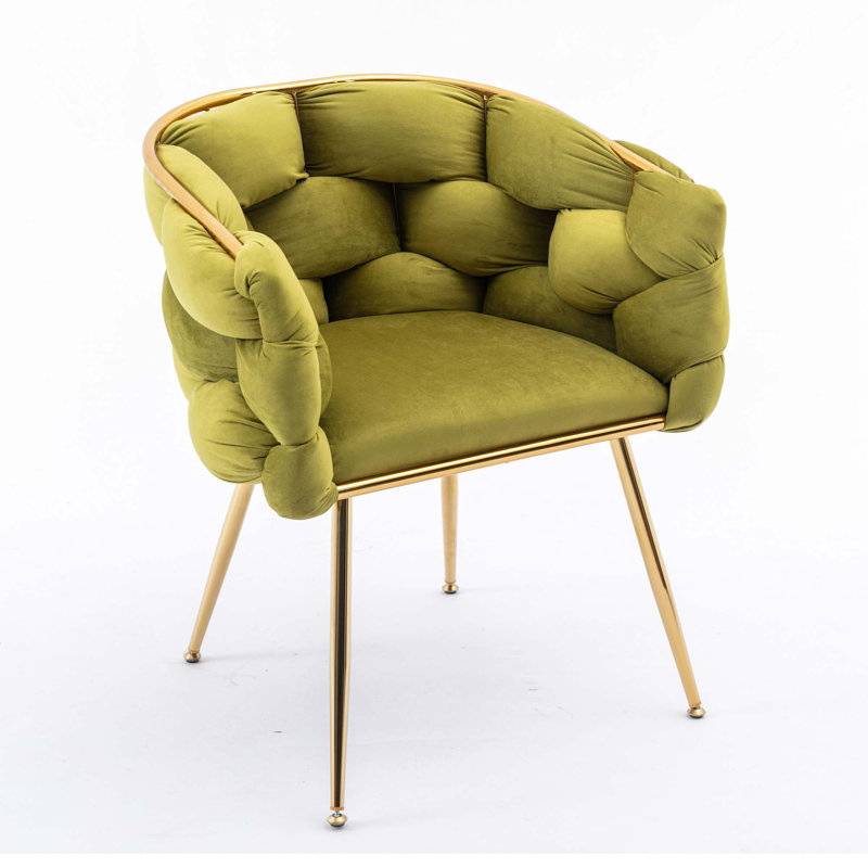 16.9'' H Velvet Upholstered Armchair, Olive Green, 1