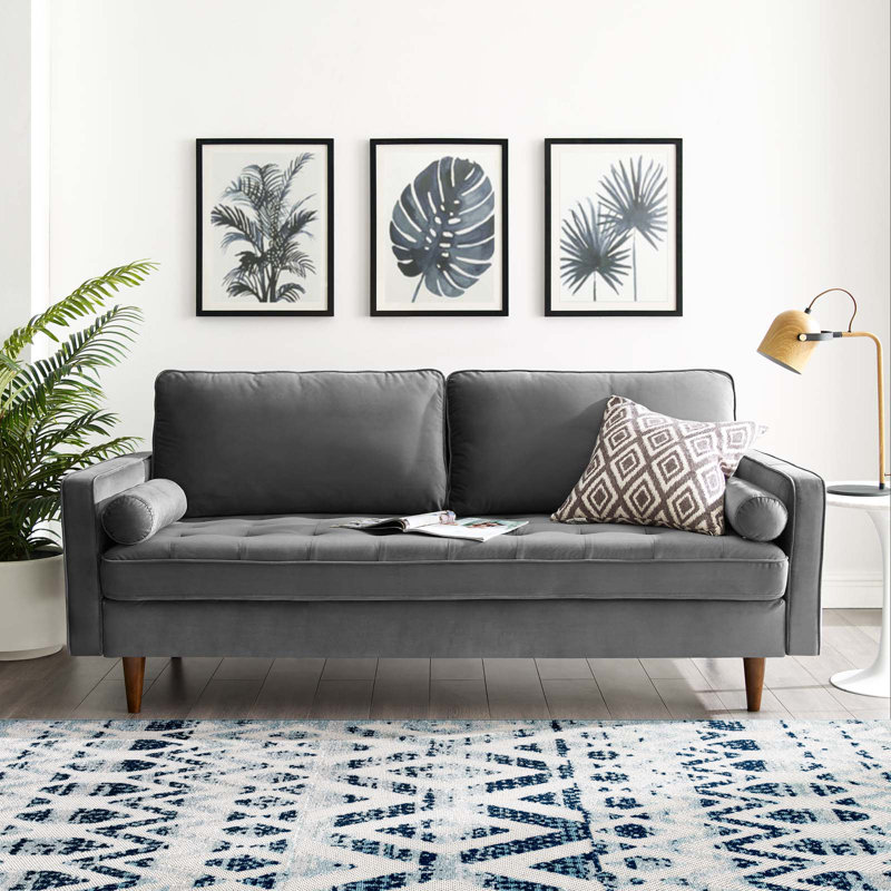 Valour Performance Velvet Sofa by Modway, Gray Velvet