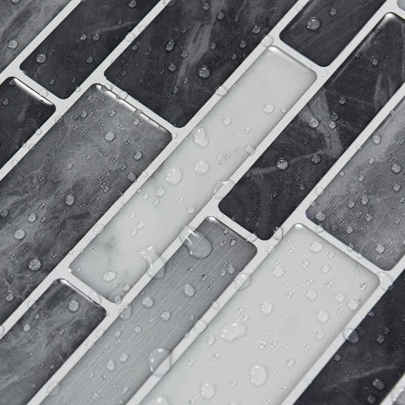 12'' W x 12'' L Vinyl Peel and Stick Subway Tile for Kitchen Backsplash,10-Sheet, Black/Gray