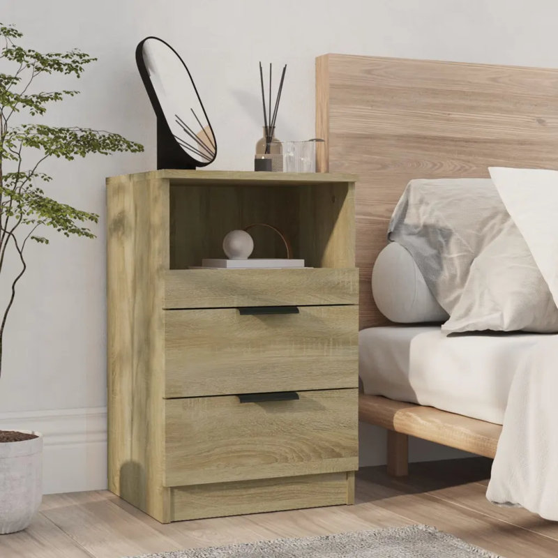 40cm W Manufactured Wood Bedside Table, Brown, Individual