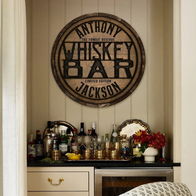 Ancienne enseigne de bar à whisky en bois personnalisée