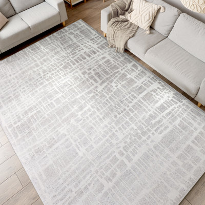 Tapis gris noué à la main de haute qualité
