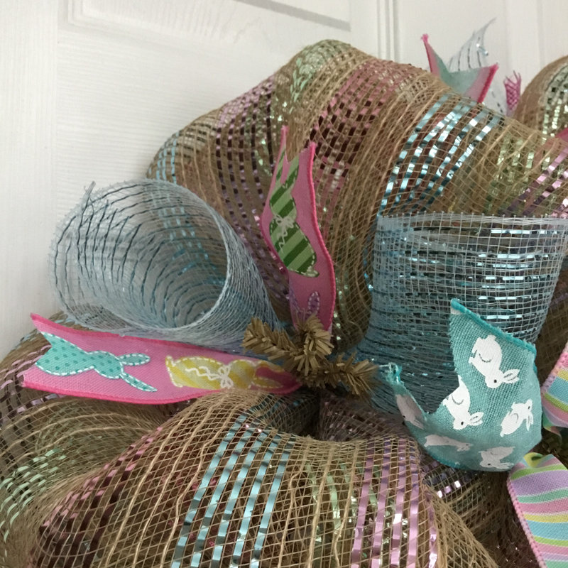 Easter Wreath with Grass Bunny Bonnet