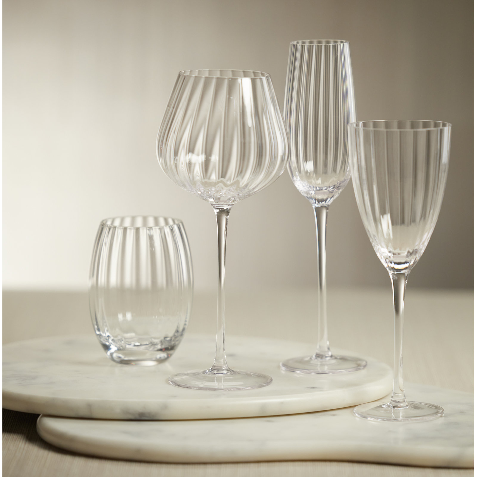 Boulder Ribbed Drinking Glass, Clear