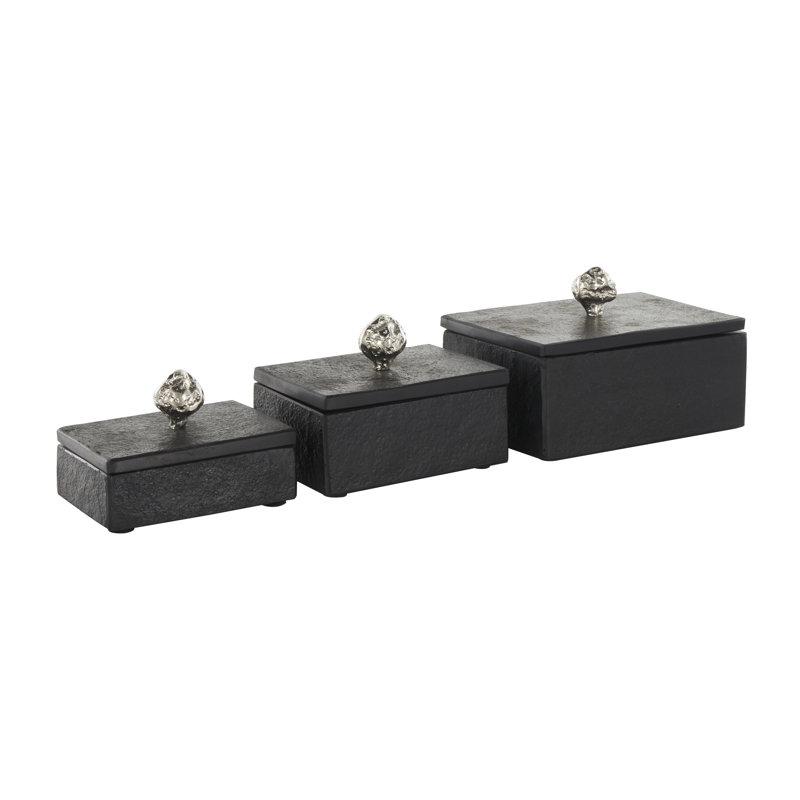 Boîtes Roder, Noir / argent, H 5,7 po x l 9,1 po x P 6,1 po