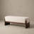 Bouclé Upholstered Mango Wood Bench With Recessed Cushion And Slat-Style Legs