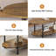 Table basse ovale à 2 niveaux, table basse Mid-Century avec tablette de rangement, table basse pour le salon, le bureau