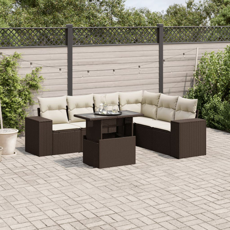 Ensemble de canapé de jardin Vidaxl brun, blanc crème