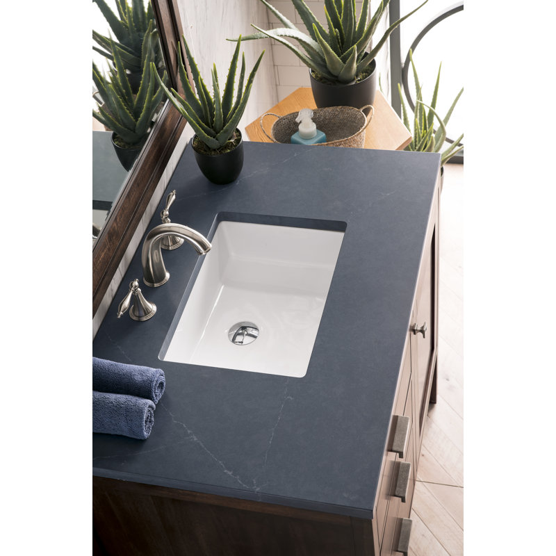 Addison 36'' W Single Vanity, Mid-Century Acacia, Charcoal Soapstone, 8" Widespread