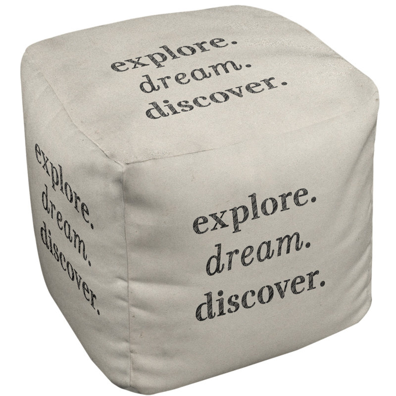Upholstered Ottoman, White/Black