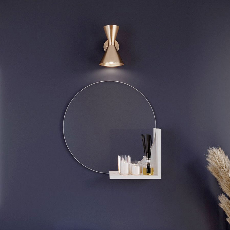 Round Framed Wall Mounted Accent Mirror, White
