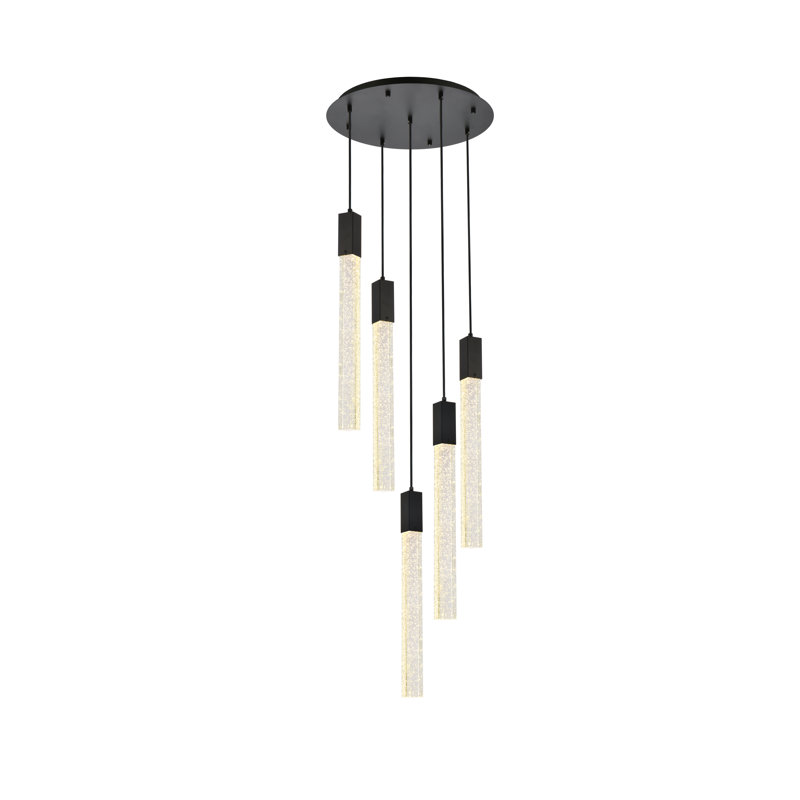 Luminaire suspendu rectangulaire à 5 lumières Aliha, Noir