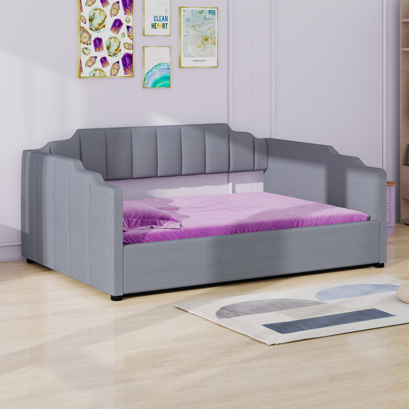 Upholstered Daybed With Underneath Storage, Gray