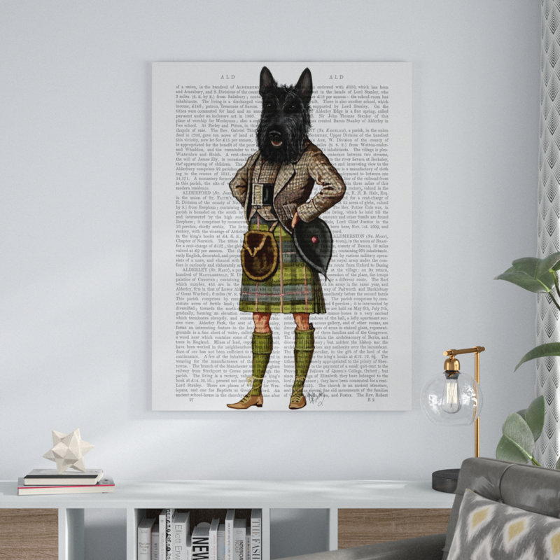 «Scottish Terrier in Kilt», reproduction d'impression sur toile tendue, H 47 po x l 35 po x P 2 po