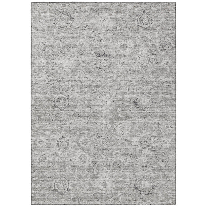 Tapis damassé intérieur gris et argent 8 'x 10'