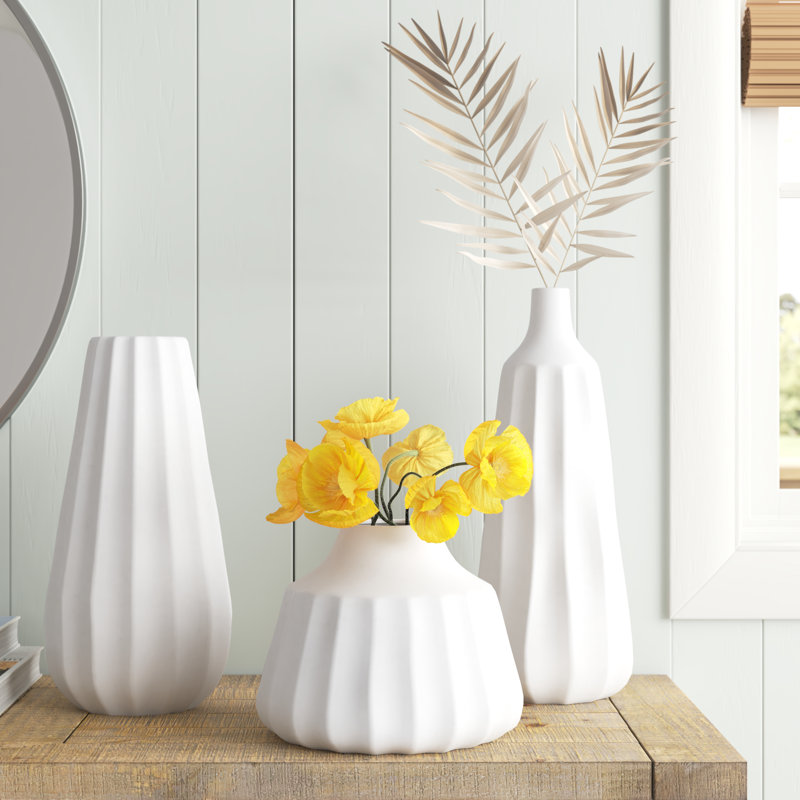 Arether Ceramic Table Vase, Ivory
