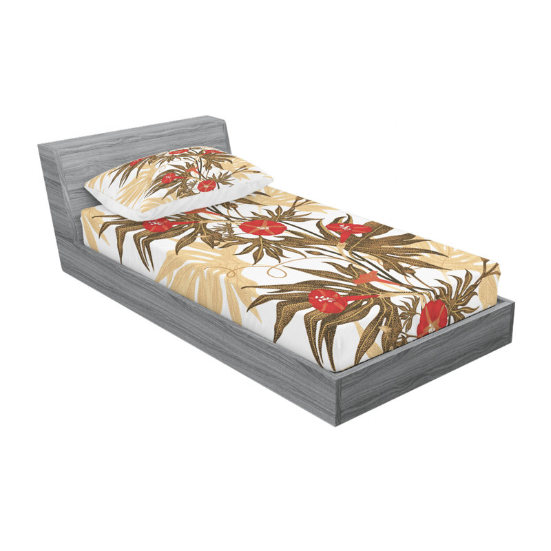 Microfiber Floral Sheet Set, Twin XL Sheet Set with Fitted Sheet, Floral 1