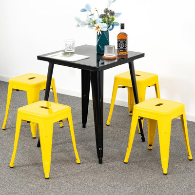 Juddson Counter Stool Set Of 4,18" Industrial Stackable Metal Bar Stools, Backless Metal Dining Chairs For Indoor Outdoor Kitchen Classroom