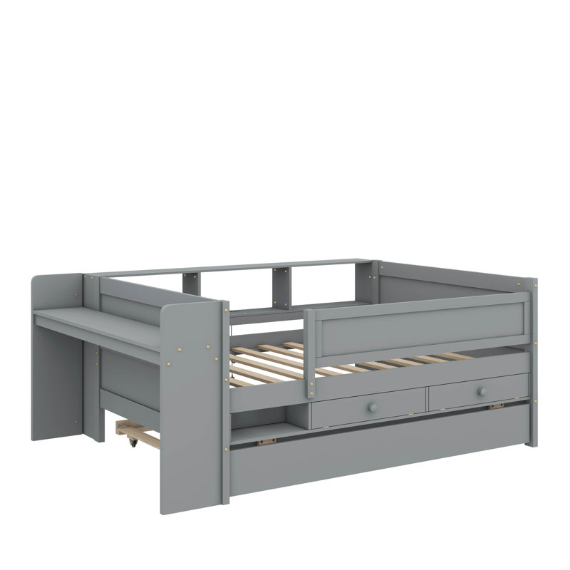 Versatile Twin-Sized Daybed With Drawers And A Pull-Out Trundle Bed, Storage Headboard, Side Tables, And A Built-In USB Charging Station