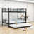 Full Over Full Metal Bunk Bed With Twin Trundle, Ladder And Guardrails-1210731548