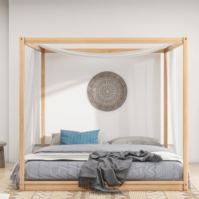 Très grand lit plateforme à baldaquin au format naturel - Stable et élégant pour la construction d'une chambre à coucher