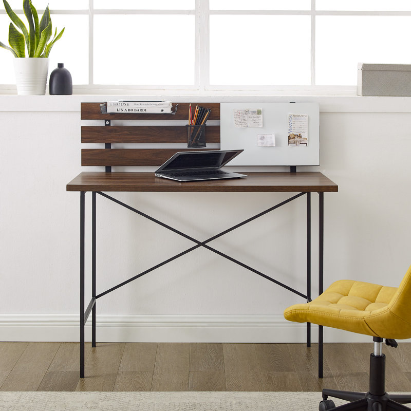 Douglas Forge Metal Base Writing Desk, Dark Walnut