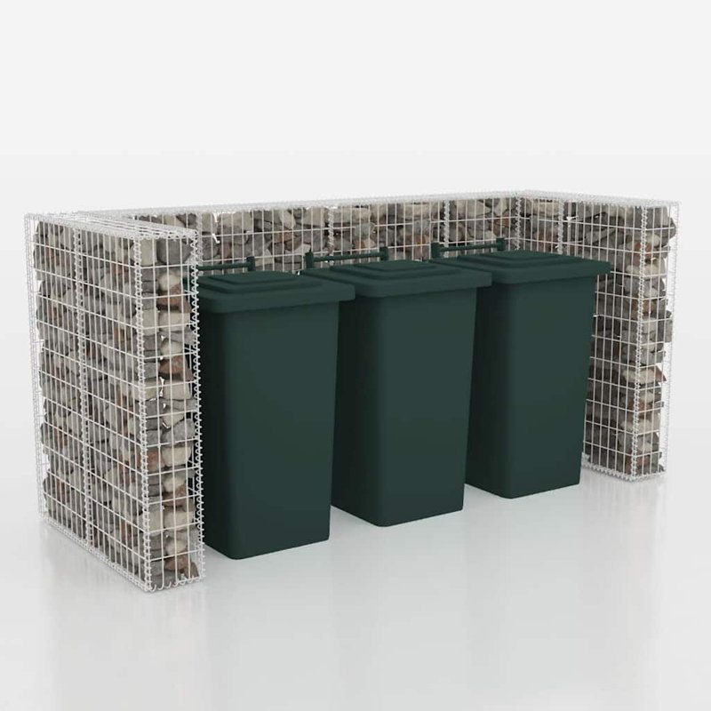 Poubelle à roulettes triple Gabion