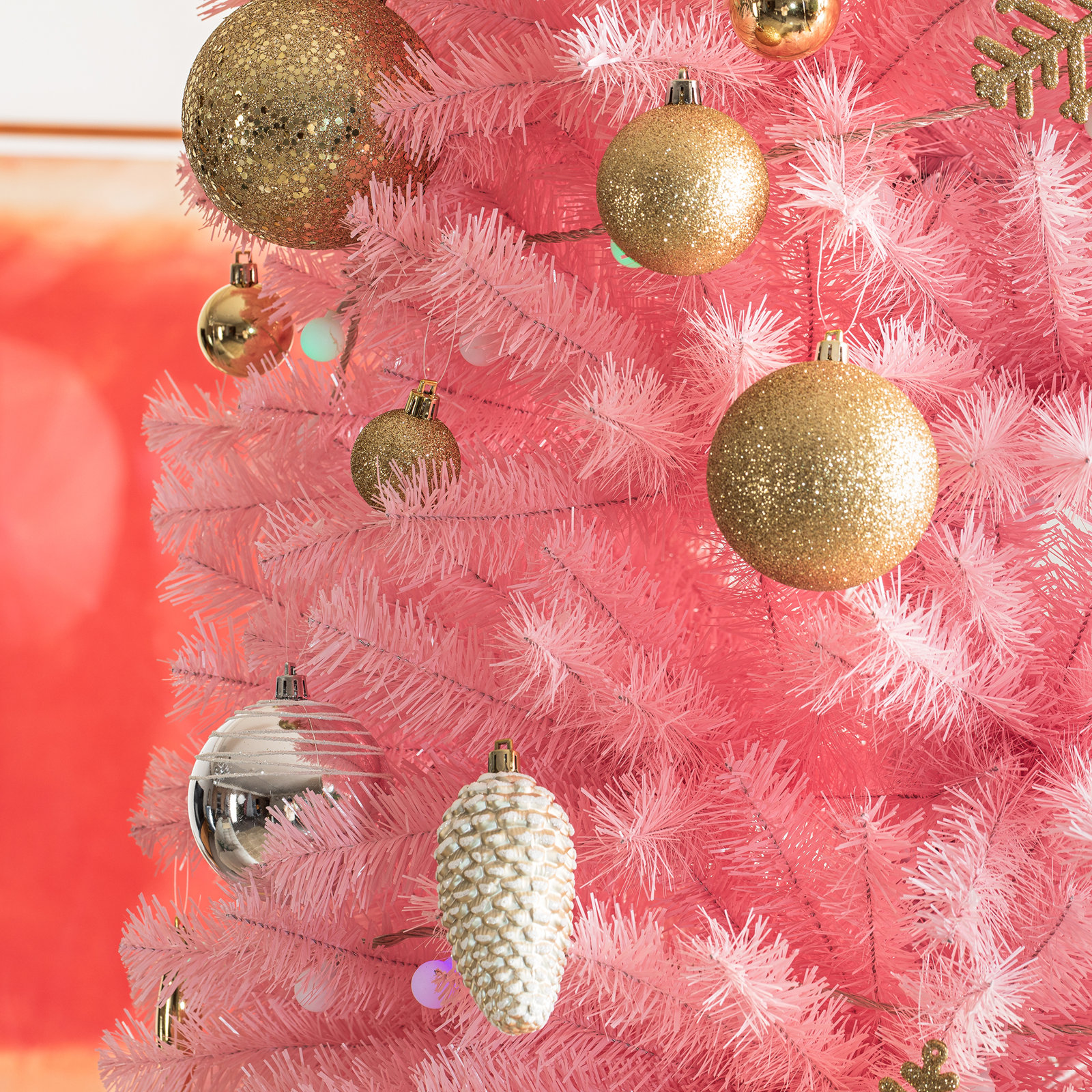 Pink 9' Pine Christmas Tree, 7.5ft