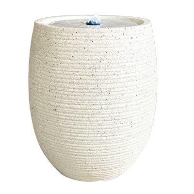 Fontaine de jardin 10 po en résine de polyester beige avec pompe réglable et lumières DEL