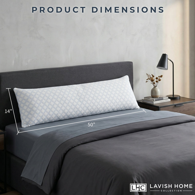 Lavish Home Memory Foam Body Pillow - Stay Cool Cover Provides Cooling Relief for Side, Stomach, Back Sleepers, and Pregnant Women