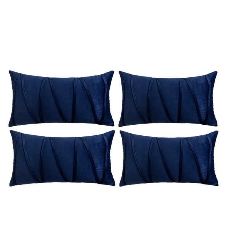 Housses de coussin rectangulaires en velours, Bleu foncé