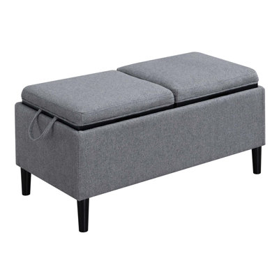 Maggie Upholstered Ottoman with Reversible Tray and Solid Wood Legs