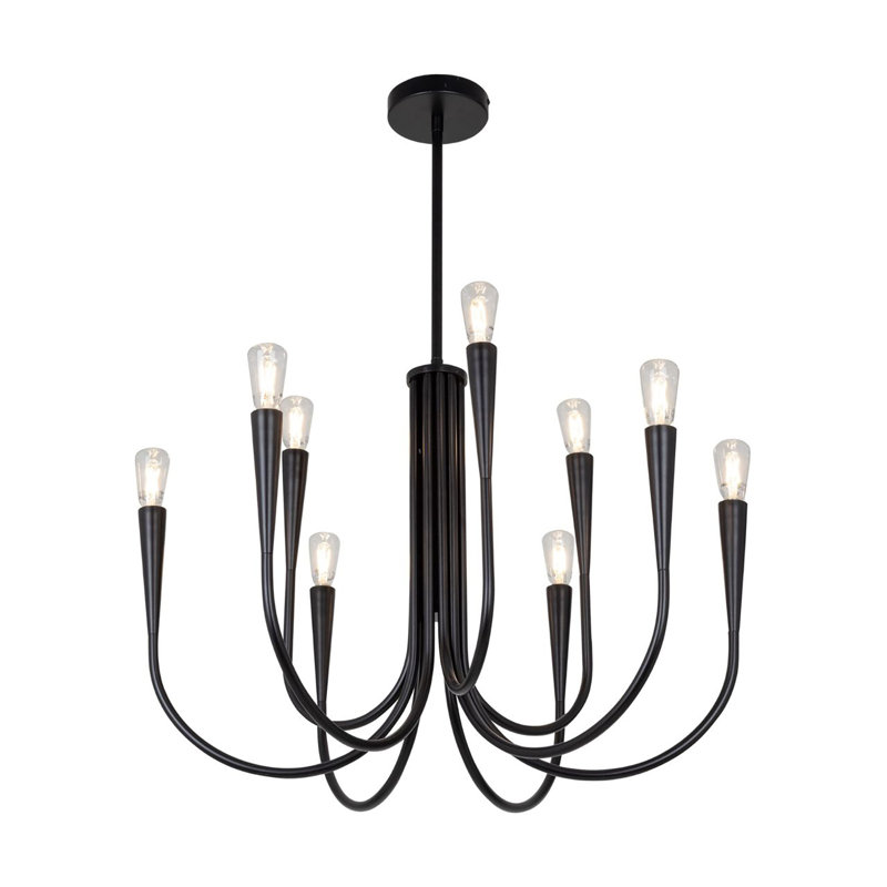 Rowlett - Chandelier - 9-Light -, Black