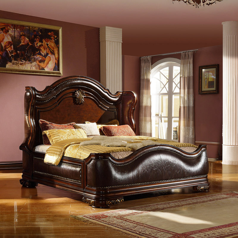 Noyer foncé 3 pièces Jarrold Queen, Grand lit, 3 pièces: lit, 2 tables de chevet