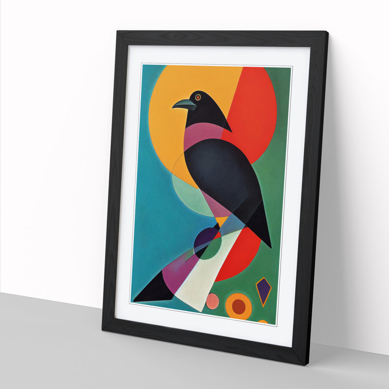 Raven Bird Abstract Vol.3 1 Piece Single Picture Frame Wall Art, 34cm H x 25cm W x 2cm D, Black