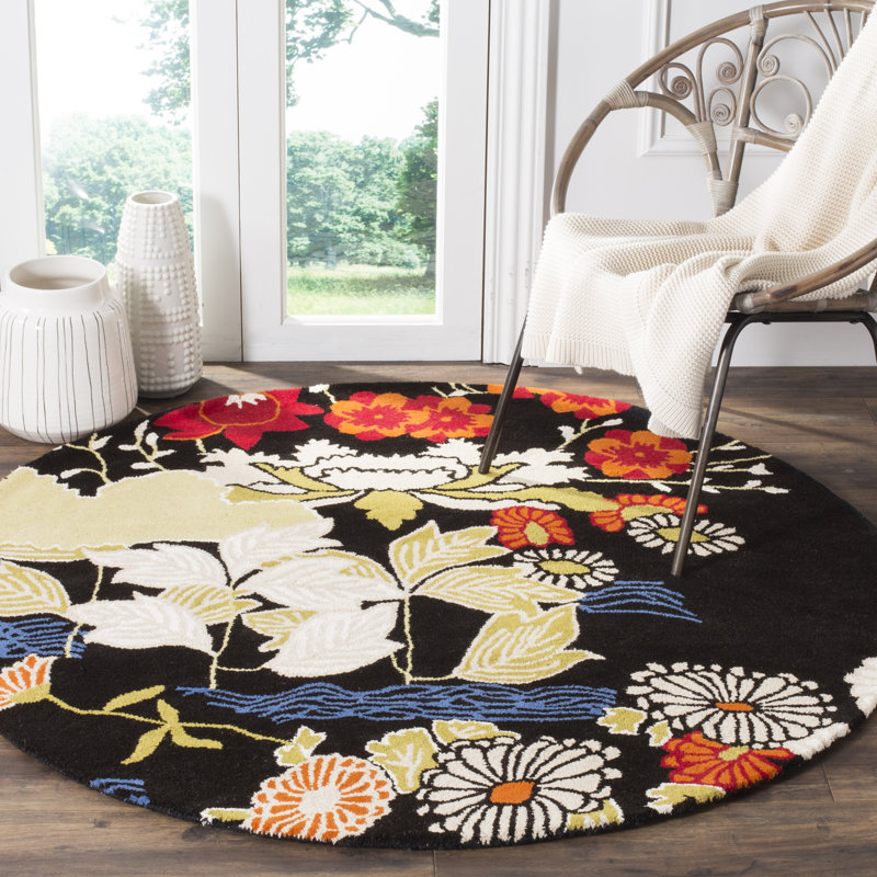 Tapis floral en laine touffeté à la main Mccullough, Rond 5 pi