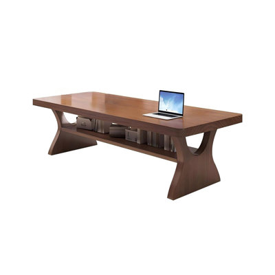 70.87"Minimalist Brown Pine Rectangular Conference Table