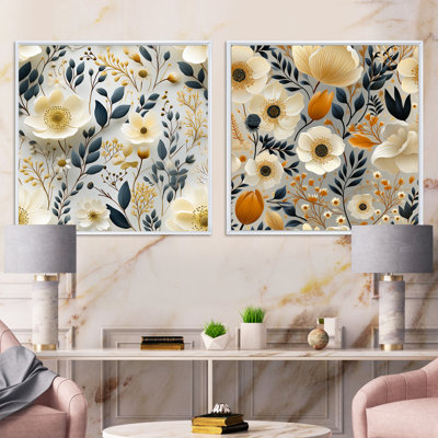 Lylia - Ensemble de 2 collages floraux carrés