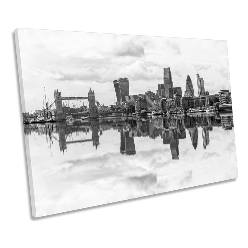 London City Skyline Reflection - Wrapped Canvas Print, 40.6cm H x 61cm W x 2cm D