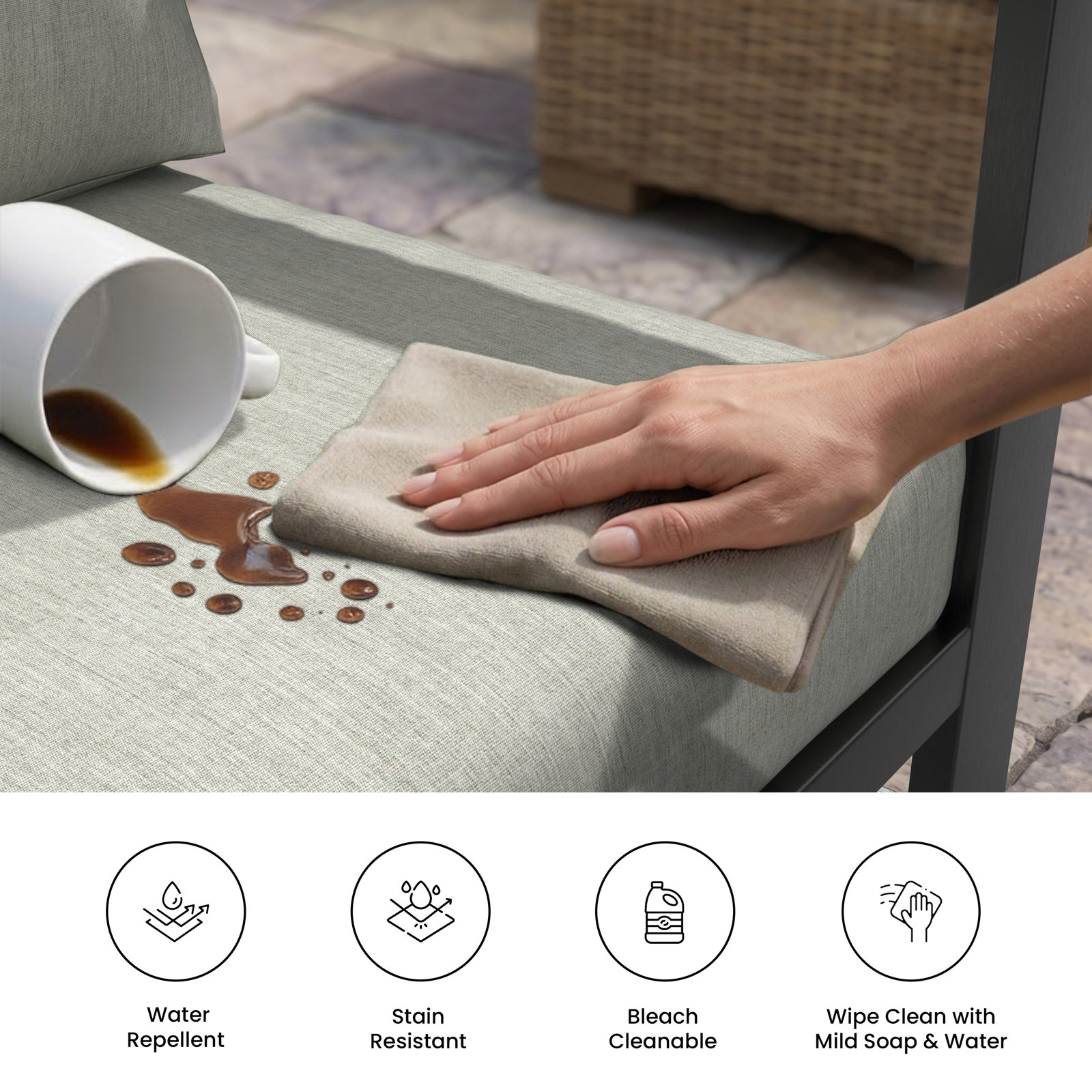 Dulcie 5-Person Sunbrella® Patio Seating Group, Canvas Granite Sunbrella® Canvas