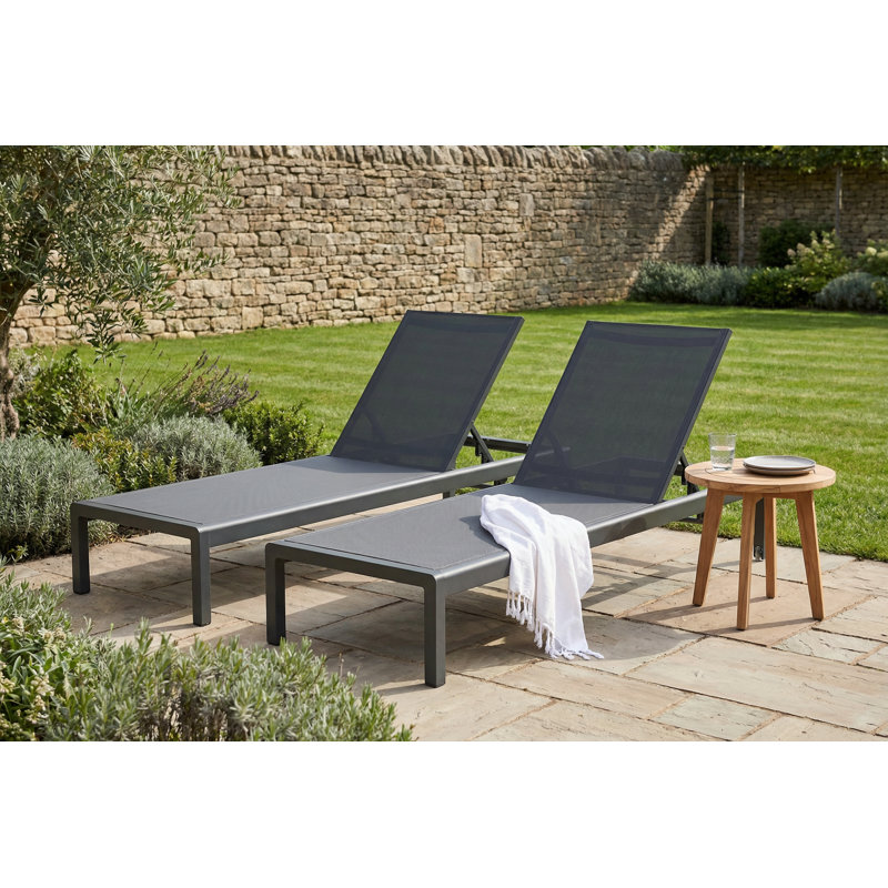 Ensemble de chaises longues inclinables 77,56 po Caggiano, Gris