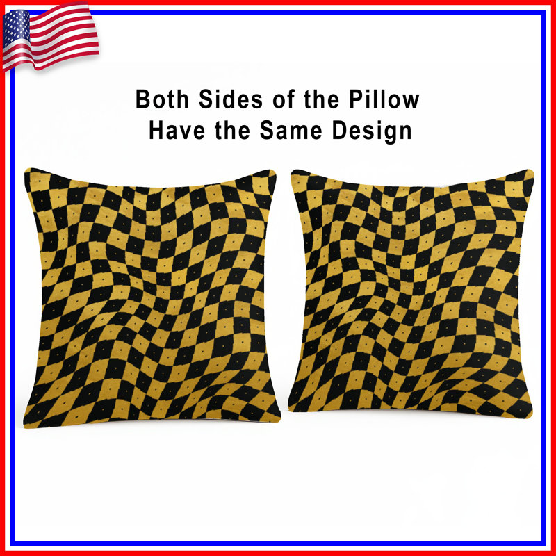Wavy Checkered Pattern Double Sided Throw Pillows, 20 x 20 inches