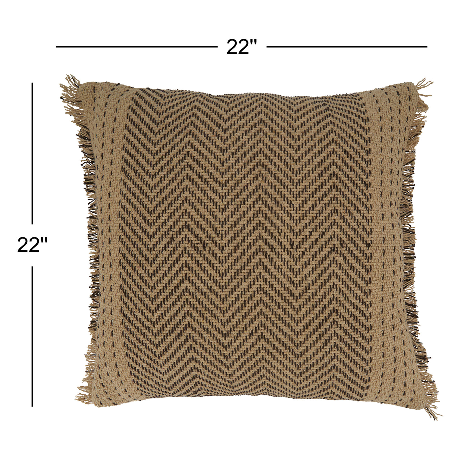 Carey Fringed Cotton Throw Pillow, Feathers, Natural